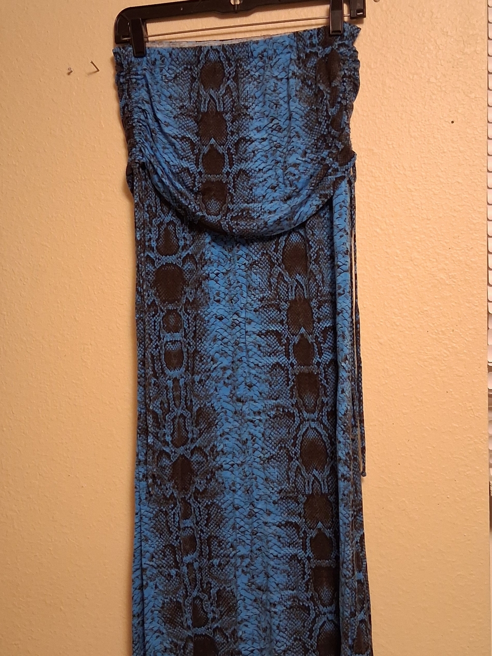 VENUS Blue and Black Snake Print Maxi Skirt M 260791  39" Long